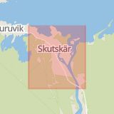 Karta som med röd fyrkant ramar in Skutskär, Älvkarleby, Uppsala län