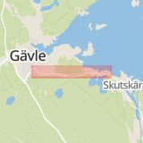 Karta som med röd fyrkant ramar in Södra Kungsvägen, Furuvik, Gävle, Gävleborgs län