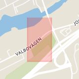 Karta som med röd fyrkant ramar in Valbovägen, Gävle, Gävleborgs län
