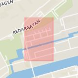 Karta som med röd fyrkant ramar in Sjåaregatan, Gävle, Gävleborgs län