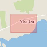 Karta som med röd fyrkant ramar in Vikarbyn, Rättvik, Dalarnas län