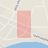 Karta som med röd fyrkant ramar in Gärdesvägen, Önavägen, Mora, Dalarnas län