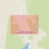 Karta som med röd fyrkant ramar in Gulleråsen, Rättvik, Dalarnas län