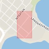 Karta som med röd fyrkant ramar in Rektorsgatan, Bollnäs, Gävleborgs län