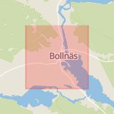 Karta som med röd fyrkant ramar in Bollnäs, Gävleborgs län