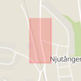 Karta som med röd fyrkant ramar in Njutånger, Hudiksvall, Gävleborgs län