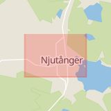 Karta som med röd fyrkant ramar in Njutånger, Hudiksvall, Gävleborgs län