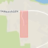 Karta som med röd fyrkant ramar in Sjukstugevägen, Särna, Älvdalen, Dalarnas län
