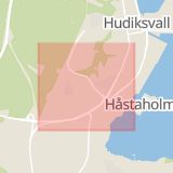 Karta som med röd fyrkant ramar in Södra Vägen, Hudiksvall, Gävleborgs län