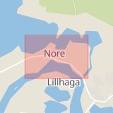 Karta som med röd fyrkant ramar in Nore, Ljusdal, Gävleborgs län