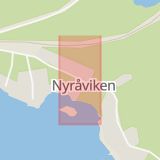 Karta som med röd fyrkant ramar in Nyråviken, Njurunda, Sundsvall, Västernorrlands län