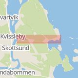 Karta som med röd fyrkant ramar in Juniskärsvägen, Essvik, Sundsvall, Västernorrlands län