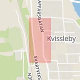 Karta som med röd fyrkant ramar in Kvissleby, Systembolaget, Sundsvall, Västernorrlands län