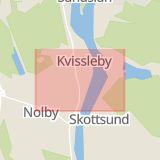 Karta som med röd fyrkant ramar in Sundsvall, Kvissleby, Bergsåker, Birsta, Västernorrland län, Västernorrlands län