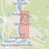 Karta som med röd fyrkant ramar in Essvik, Skottsundsvägen, Sundsvall, Västernorrlands län