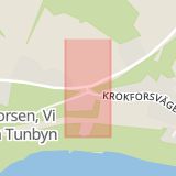 Karta som med röd fyrkant ramar in Tunbyn, Sundsvall, Västernorrlands län