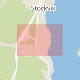 Karta som med röd fyrkant ramar in Stockvik, Sundsvall, Västernorrlands län