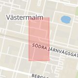 Karta som med röd fyrkant ramar in Sundsvall, Västra Vägen, Granlo, Högsta, Kramfors, Lugnviksvägen, Norrmalm, Västernorrlands län
