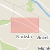 Karta som med röd fyrkant ramar in Nacksta, Axvägen, Sundsvall, Västernorrlands län