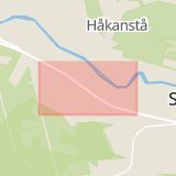 Karta som med röd fyrkant ramar in Nacksta, Bergsgatan, Sundsvall, Västernorrlands län