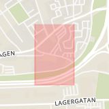 Karta som med röd fyrkant ramar in Haga, Basgränd, Sundsvall, Västernorrlands län