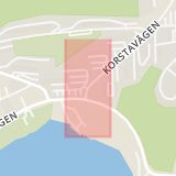 Karta som med röd fyrkant ramar in Korsta, Sundsvall, Västernorrlands län