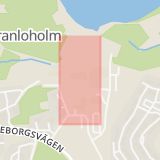 Karta som med röd fyrkant ramar in Granloholm, Göteborgsvägen, Hulivägen, Sundsvall, Västernorrlands län