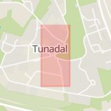 Karta som med röd fyrkant ramar in Tunadal, Sundsvall, Västernorrlands län