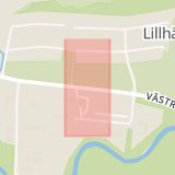 Karta som med röd fyrkant ramar in Lillhällom, Sundsvall, Västernorrlands län