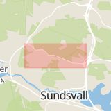 Karta som med röd fyrkant ramar in Hulivägen, Bosvedjan, Sundsvall, Järnvägsgatan, Sollefteå, Sidsjövägen, Södermalm, Skönviksvägen, Västernorrland län, Västernorrlands län