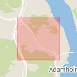 Karta som med röd fyrkant ramar in Ljustavägen, Birsta, Sundsvall, Västernorrlands län
