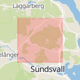 Karta som med röd fyrkant ramar in Sundsvall, Timmervägen, Nacksta, Kramfors, Inre Hamnen, Västernorrland län, Västernorrlands län