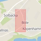 Karta som med röd fyrkant ramar in Bölevägen, Tallnäs, Timrå, Laggarberg, Klöstre, Ånge, Västernorrland län, Västernorrlands län