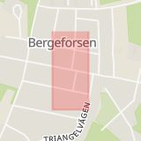 Karta som med röd fyrkant ramar in Borgberget, Bergeforsen, Timrå, Västernorrlands län