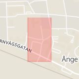 Karta som med röd fyrkant ramar in Torggatan, Ånge, Västernorrlands län