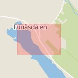 Karta som med röd fyrkant ramar in Funäsdalen, Tännäs, Härjedalen, Jämtlands län
