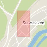Karta som med röd fyrkant ramar in Stavreviken, Timrå, Västernorrlands län