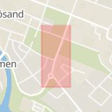 Karta som med röd fyrkant ramar in Stadsparken, Härnösand, Västernorrlands län