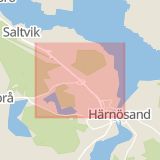 Karta som med röd fyrkant ramar in Bondsjöstaden, Härnösand, Västernorrlands län