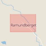 Karta som med röd fyrkant ramar in Ramundberget, Härjedalen, Jämtlands län