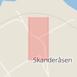 Karta som med röd fyrkant ramar in Hackås, Skanderåsen, Berg, Jämtlands län