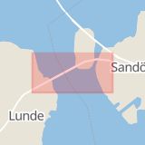 Karta som med röd fyrkant ramar in Sandöbron, Kramfors, Västernorrlands län