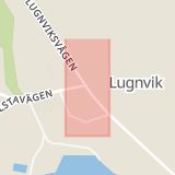Karta som med röd fyrkant ramar in Frånö, Högsta, Lugnvik, Kramfors, Västernorrlands län
