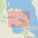 Karta som med röd fyrkant ramar in Industrivägen, Kramfors, Västernorrlands län