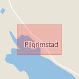 Karta som med röd fyrkant ramar in Pilgrimstad, Bräcke, Jämtlands län