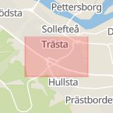 Karta som med röd fyrkant ramar in Gärdesgatan, Sollefteå, Västernorrlands län