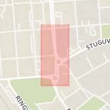 Karta som med röd fyrkant ramar in Östersunds Centrum, Brunnsgränd, Rådhusgatan, Östersund, Jämtlands län