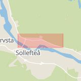 Karta som med röd fyrkant ramar in Sundsvall, Granloholmsvägen, Kramfors, Gubbmyran, Sollefteå, Norra Ådalsvägen, Västernorrlands län