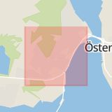Karta som med röd fyrkant ramar in Frösövägen, Högsta, Östersund, Jämtlands län