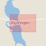 Karta som med röd fyrkant ramar in Lillsjöhögen, Ragunda, Jämtlands län